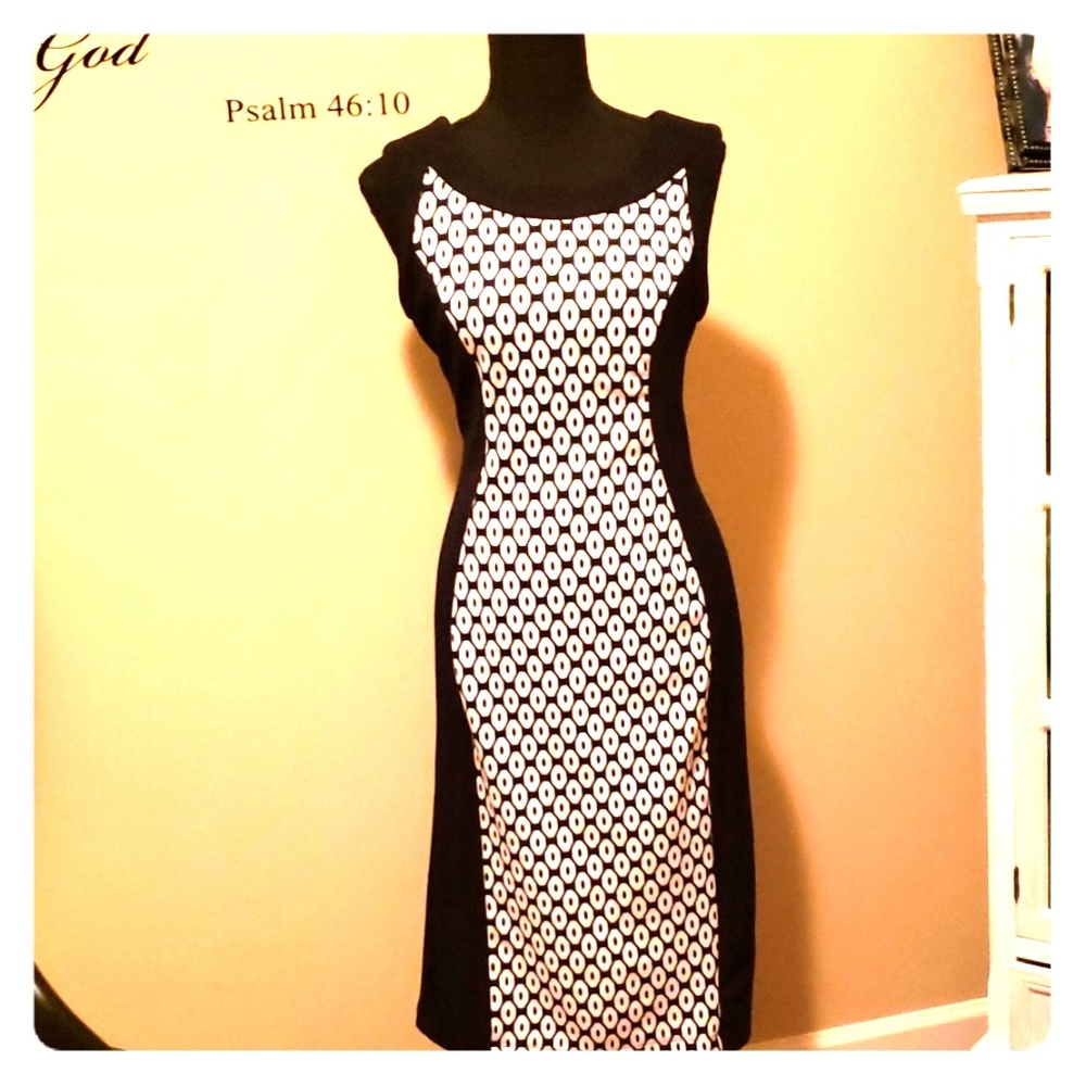 Navy blue and white dress